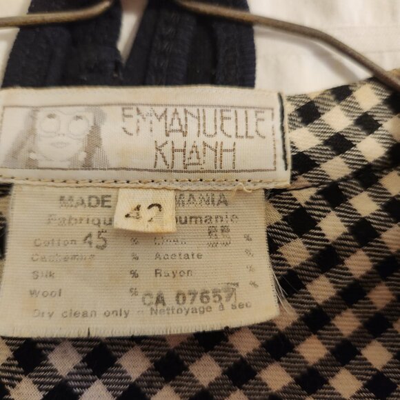 Emmanuelle Khanh Checkered Blouse Paris Fashion Fitted Blouse - Picture 12 of 13